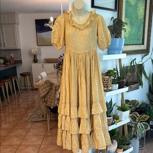1970’s Dream Yellow Ruffled Maxi Dress